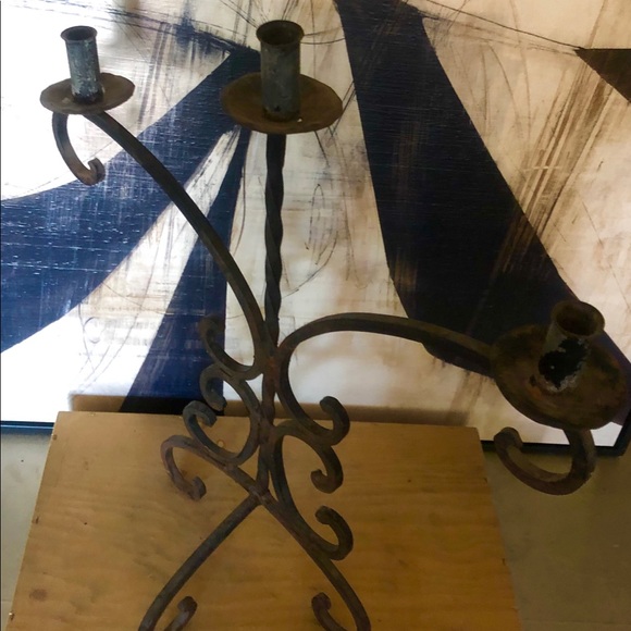 Rustic Wrought Iron Candleabra 23' H X 20 1/2 W - Picture 5 of 5